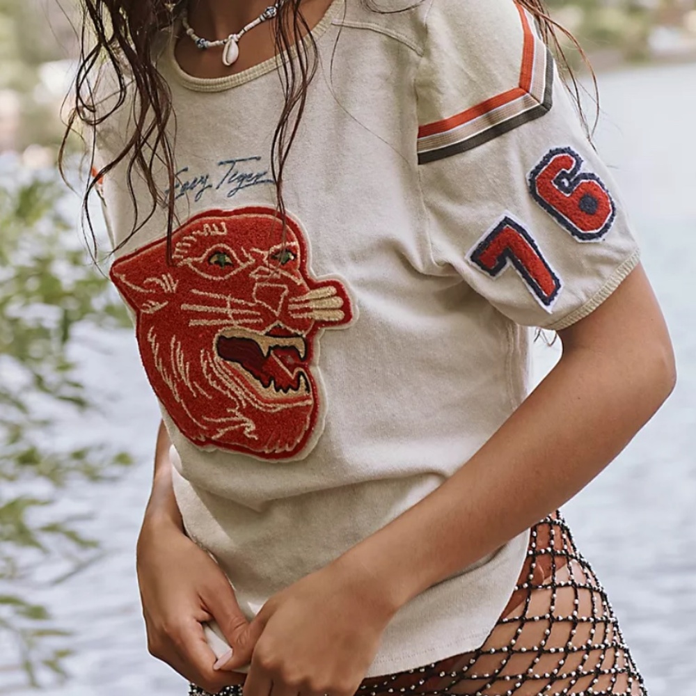 Free People, We The Free Easy Rider Tee, XS in Birch Combo